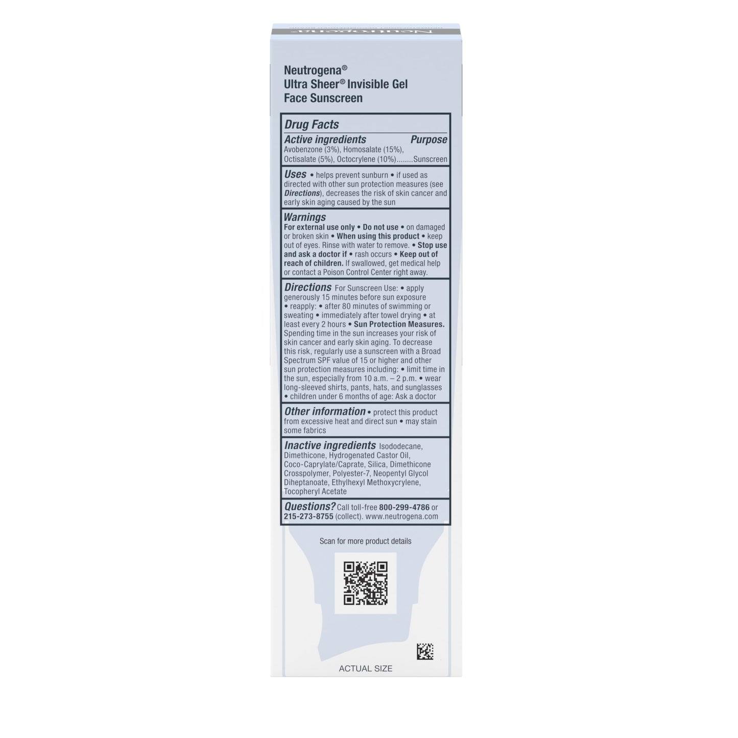 Neutrogena Ultra Sheer Invisible Gel Face Sunscreen SPF 40, Facial Sunscreen & Moisturizer, Vitamin E, Matte Finish, Makeup Primer, Travel Size, 80 Minutes Water-Resistant, 1.7 oz