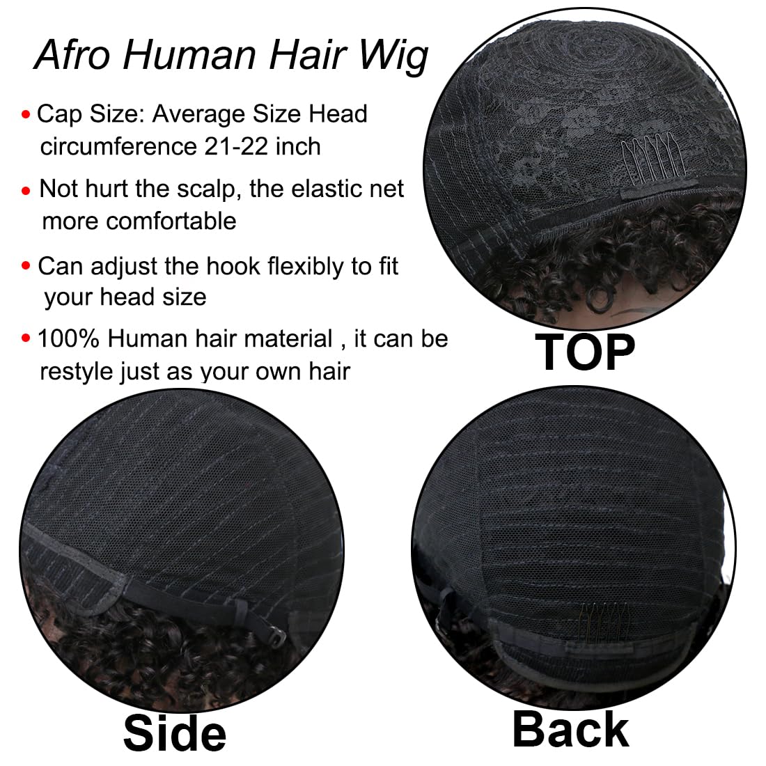 ZHENLISI Glueless Curly Bob Wigs Short Afro Kinky Curly Human Hair Wigs for Black Women Wear and Go Machine Made Side Part Afro Wig Wet and Wavy Human Hair Wig Natural Black