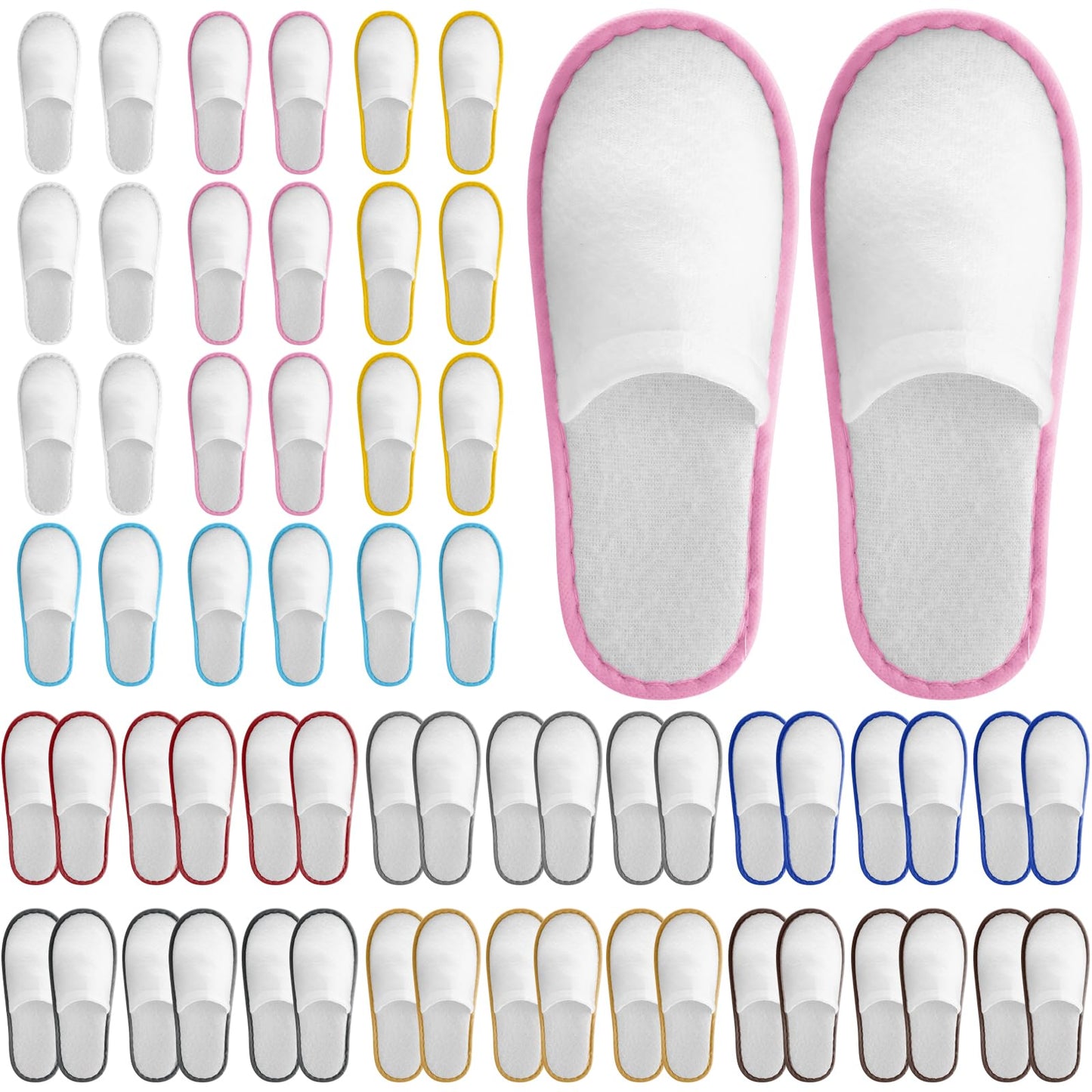 Twistover 30 Pairs Disposable House Slippers for Guests, Bulk House Slipper Color Non Slip Pack for Hotel, Spa, Wedding, Travel, Party, Shoeless Home, Adult Men and Women
