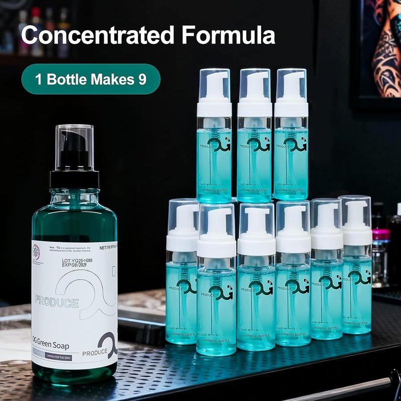 Green Soap for Tattooing - Concentrated 1:9 Formula | 16.9oz for Effective Tattoo Cleaning