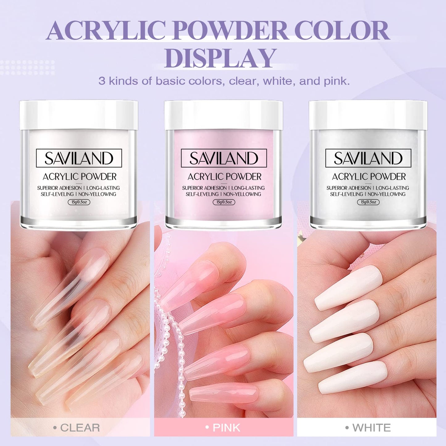 Saviland Acrylic Nail Kit for Beginner with Nail Tips Set