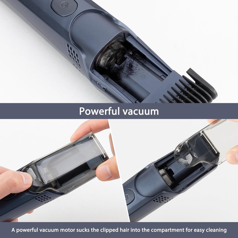 Vacuum Beard Trimmer for Men with 20 Length and Styles Adjustable, Built-in Vacuum Trimmer for Mustache, Sideburns, Facial Hair, Rechargeable Mustache Trimmer