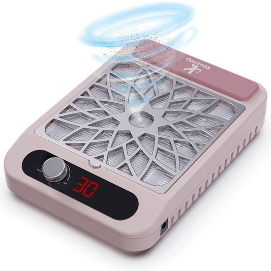 Kouzitop Nail Dust Collector for Nail Techs, Compact & Quiet Nail Vacuum dust Collector with Reusable Filter, Powerful Nail Fan Nail Tech Must Haves for Gel Polish, Pedicures, Salon & Home Use