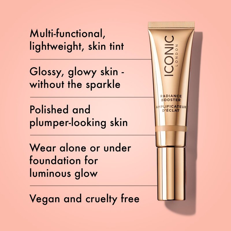 ICONIC LONDON Radiance Booster | Liquid Radiance Lightweight Skin Tint for a Glowy Makeup Look, Cruelty Free, Vegan Makeup (Honey Glow) 30 mL/ 1.01 Fl Oz