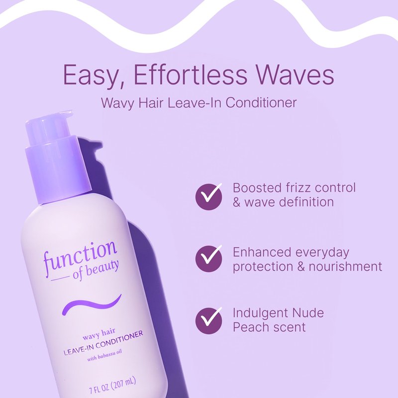 Function of Beauty Wavy Leave In Hair Conditioner - Sulfate-Free Leave In Conditioner Treatment for Natural Wavy Texture - Lightweight, Anti-Frizz, Strengthening & Hydrating - Hair Care Products