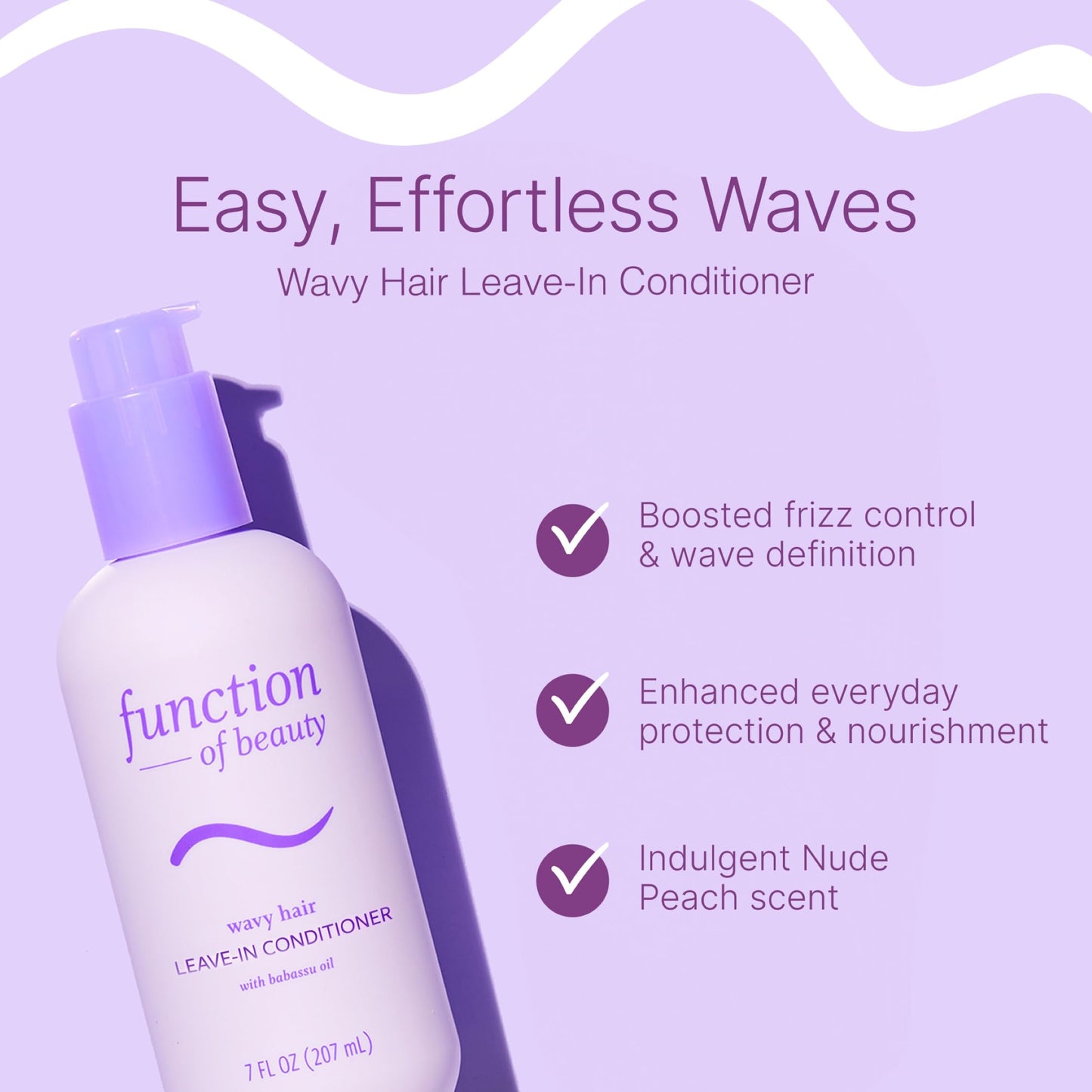 Function of Beauty Wavy Leave In Hair Conditioner - Moisturizing Leave In Conditioner Treatment for Natural Wavy Texture - Lightweight, Anti-Frizz & Hydrating - Hair Care Products