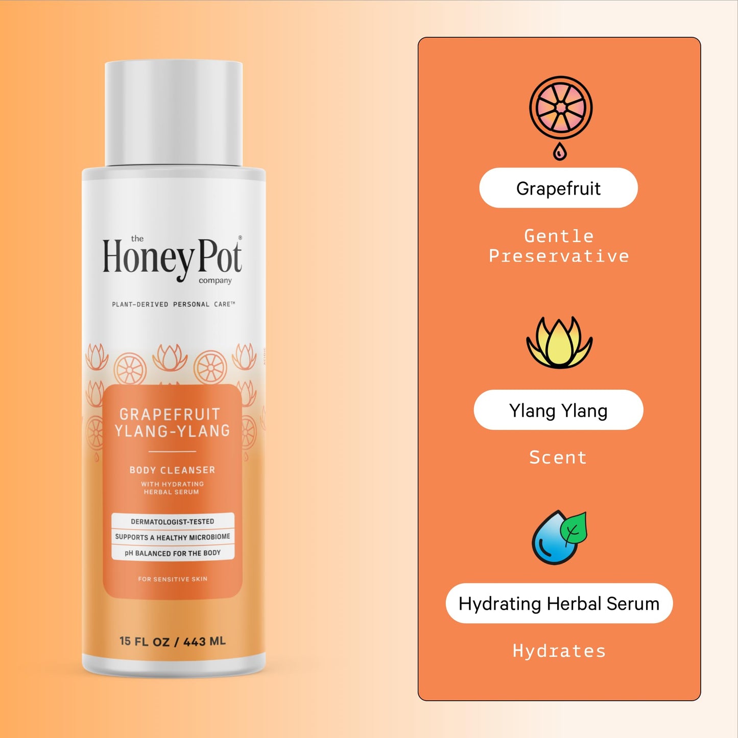 The Honey Pot Company - Body Cleanser - Variety Pack - Coconut Shea, Lavendar Chamomile, and Grapefruit Ylang Ylang