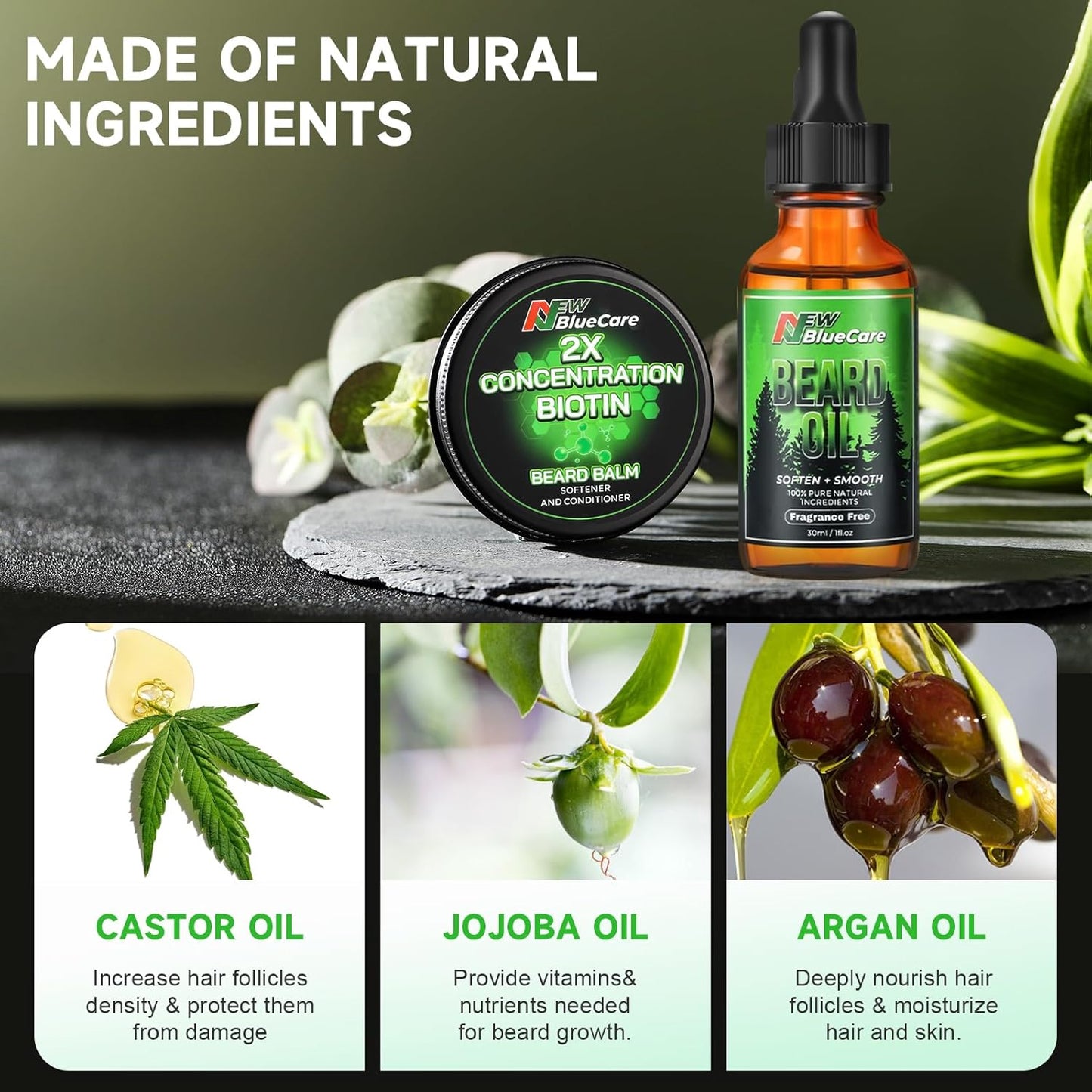 Beard Growth Balm | Nourishing Beard Growth Kit for Thicker, Fuller Beards