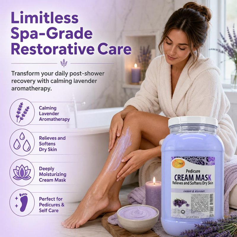 Body and Foot Cream Mask - Lavender & Wildflower Hydrating Treatment | 128 Oz for Tired Feet & Skin