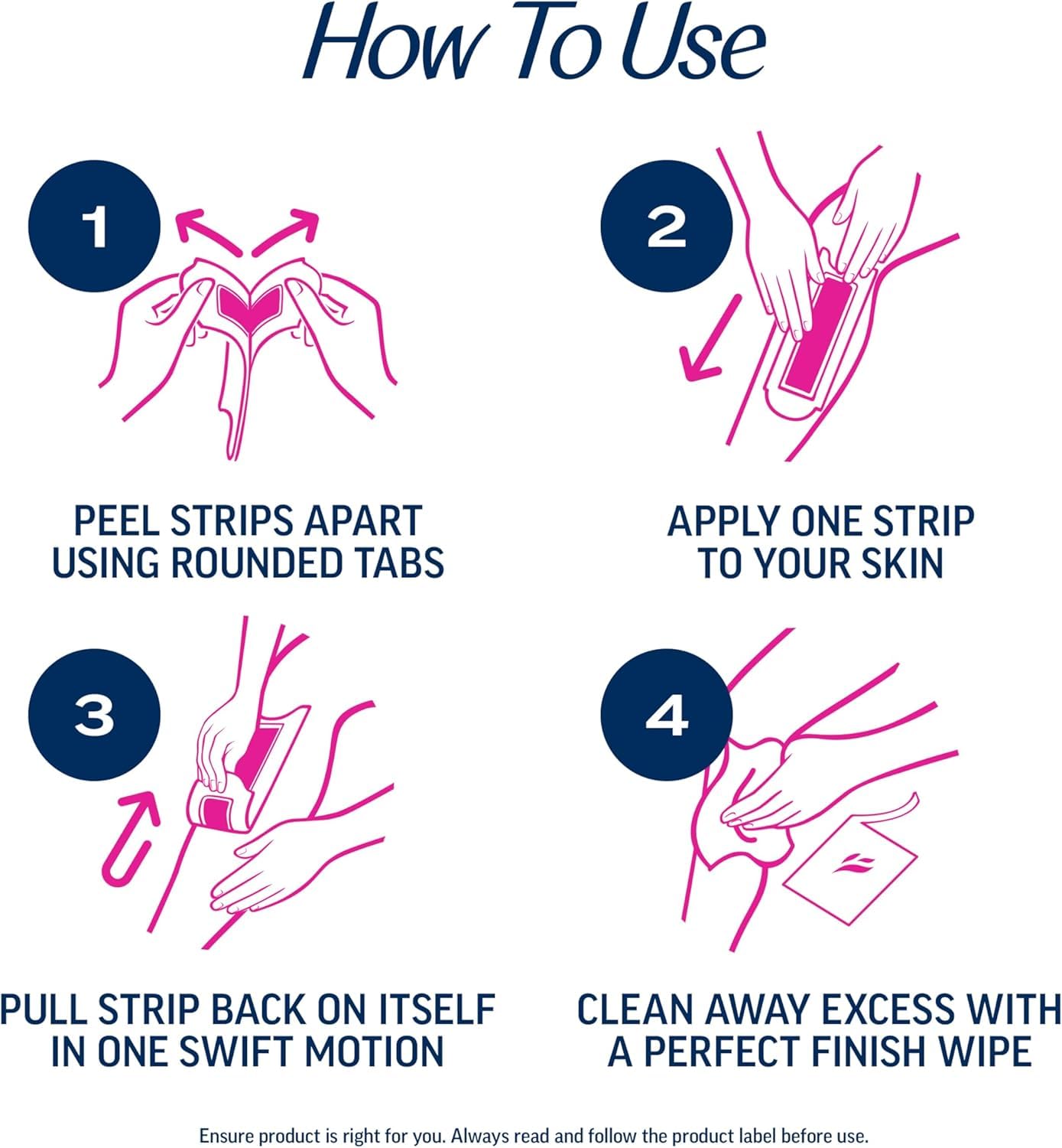 Waxing Kit for Women - Ready-to-Use Wax Strips for Body Hair Removal | 40ct Wax Strips & 4ct Wipes