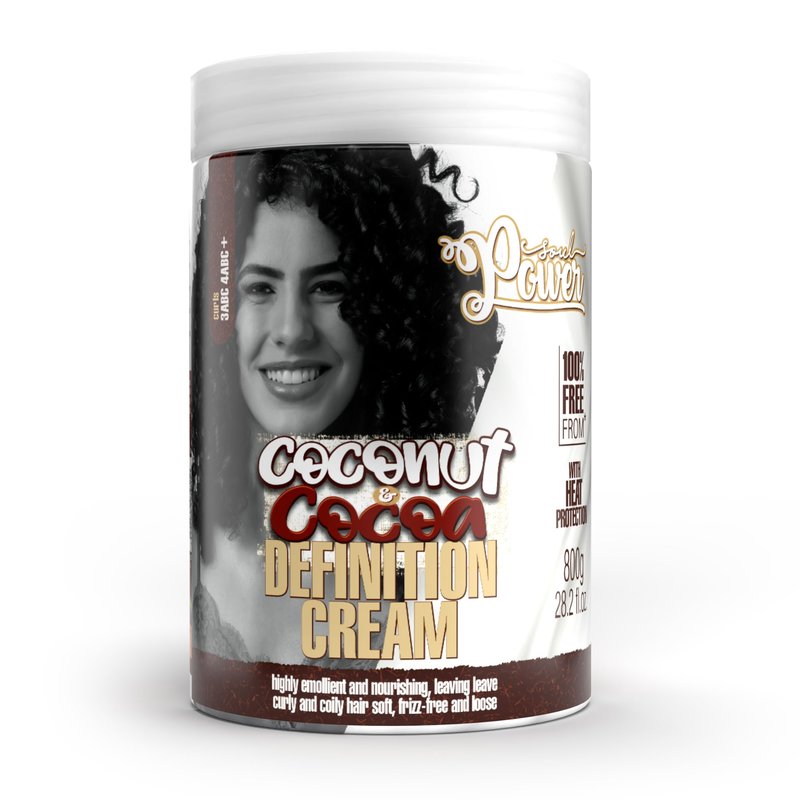 Soul Power Coconut & Cocoa Definition Cream 28.2 oz – Emollient and Nourishing, Frizz Control, Definition for Curly & Coily Hair
