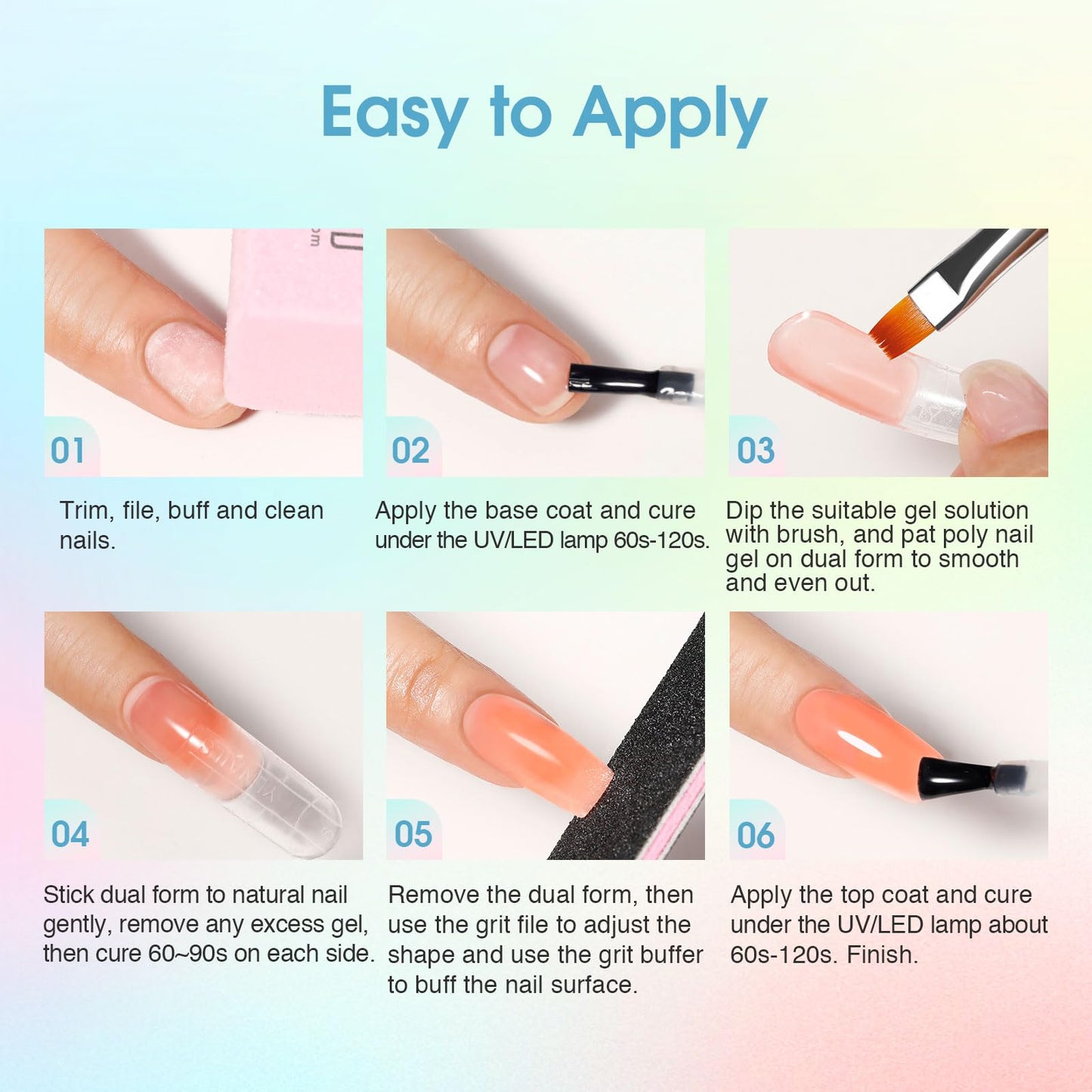 ROSALIND Poly Nail Gel Kit, 14 Colors Clear Nude Glitter Poly Nail Gels Kit with U V Light Poly Nails Gel Starter Kits For All Seasons Beginner DIY at Home