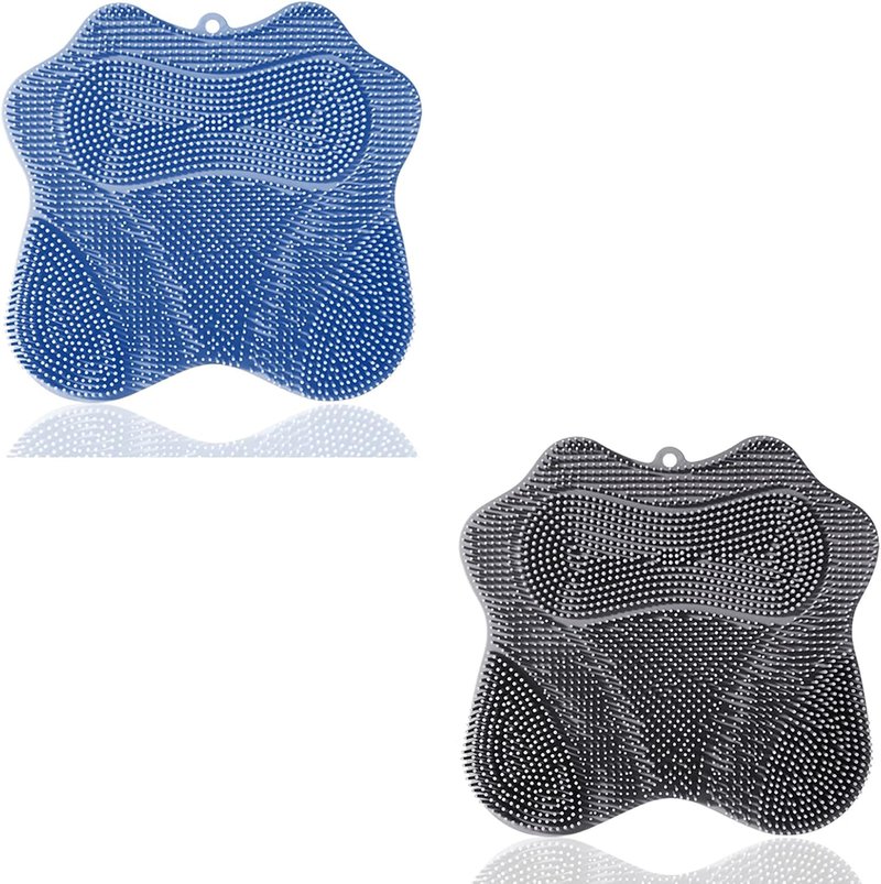 Shower Foot Scrubber - Silicone Exfoliating Foot Washer with Suction Cups | Grey & Blue