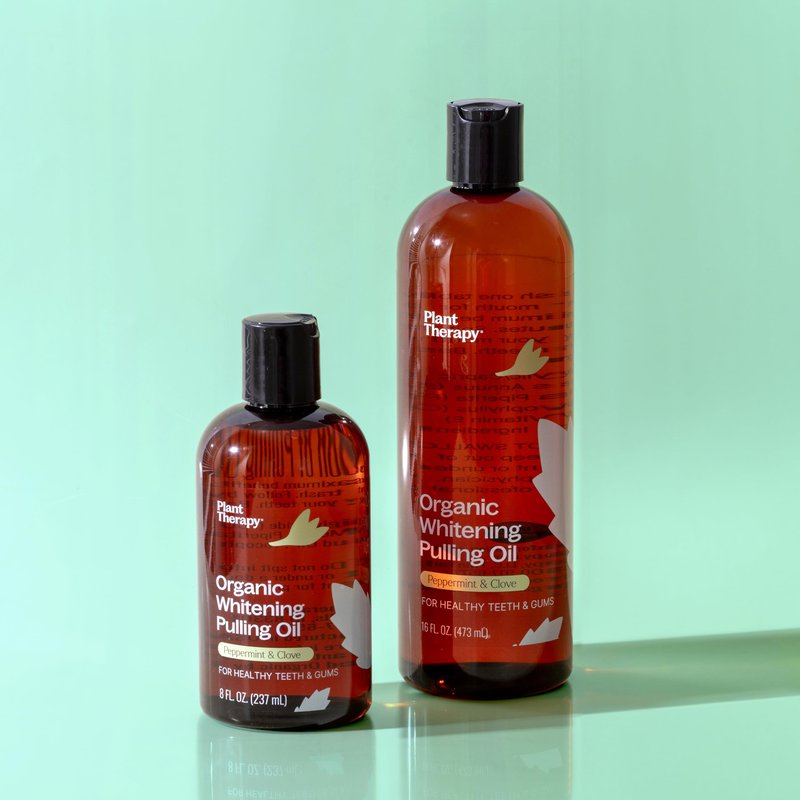 Plant Therapy Organic Pulling Oil 16 oz Coconut & Peppermint, Naturally Whitens Teeth, Freshens Breath & Supports Gum Health, Helps Calm Oral Irritation and Discomfort, Natural Essential Oils