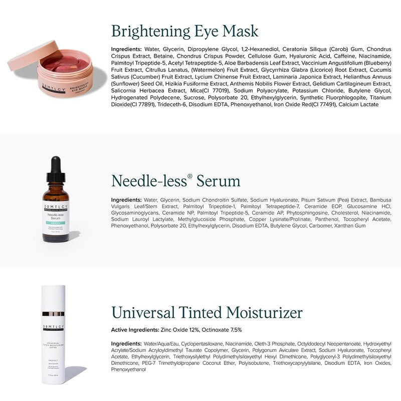 Brightening Eye Masks & Anti-Aging Tinted Moisturizer Bundle | Needle-Less Serum & SPF 46