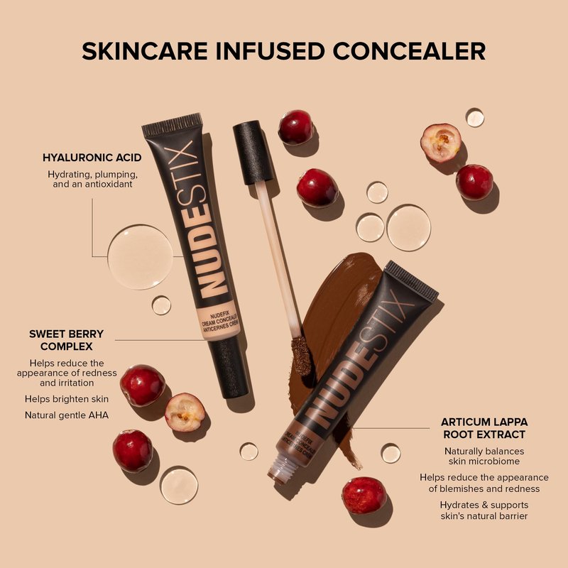 Nudestix NUDEFIX Cream Concealer – Hydrating, Buildable Liquid Concealer for Dark Circles, Redness & Blemishes | Skincare-Infused, Natural Finish | Clean, Vegan & Fragrance-Free, Shade: Nude 1