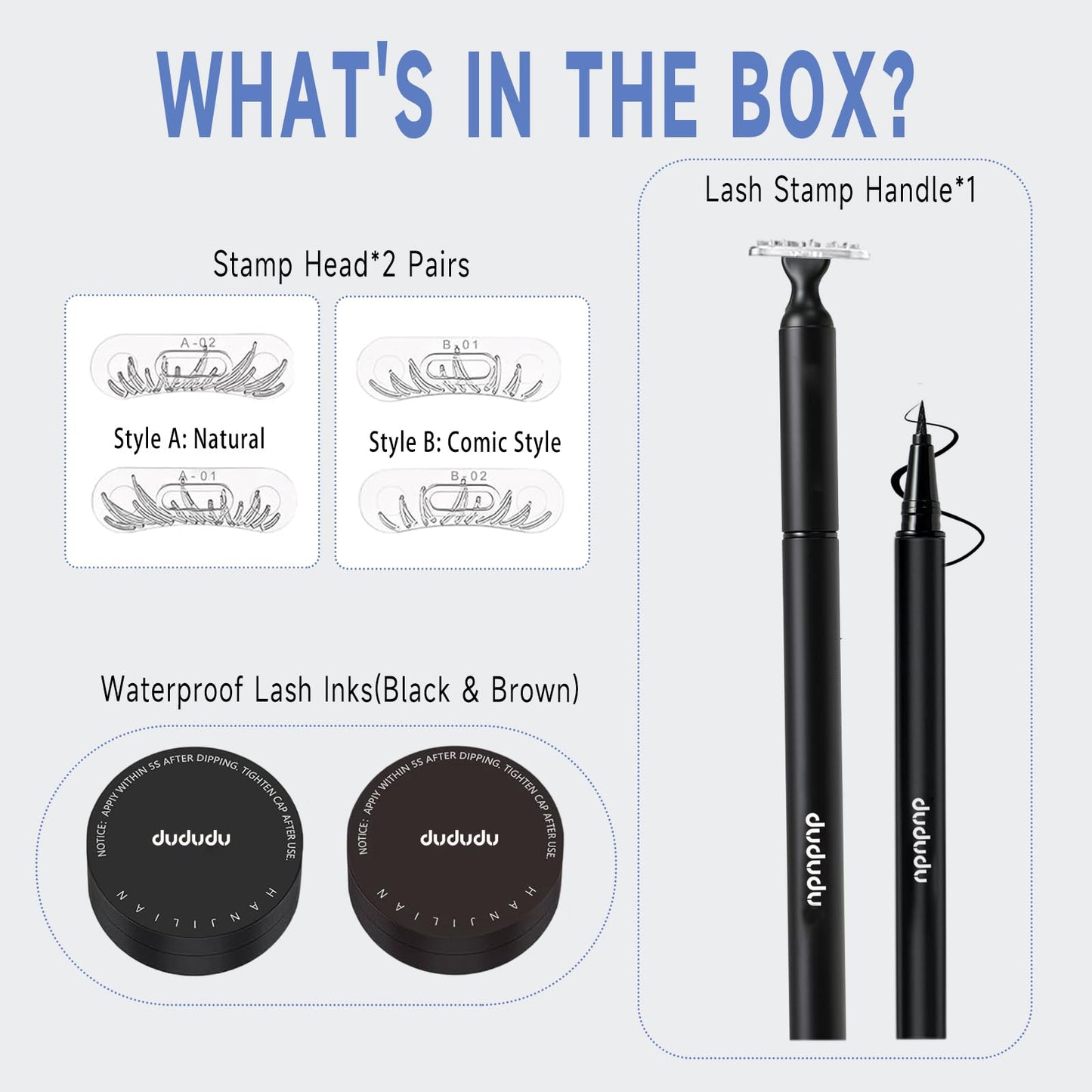 DUDUDU Lower Lash Stamp, Eyeliner Lash Stamp for Bottom Lashes, 2-IN-1 Ultra-Fine Waterproof Eyeliner Pen, Long-Lasting Smudge-Proof Eye Makeup Tool, Natural Lower Lash Stamp for Women