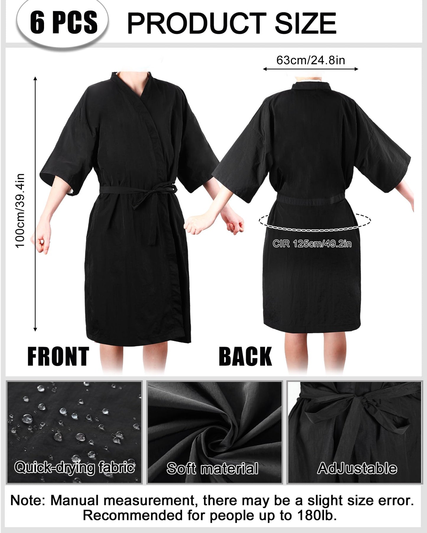Toulite 6 Pieces Salon Robes Smock for Clients Haircut Cape Hair Salon Client Gown Cape for Women,40 Inches Long(with Pocket)