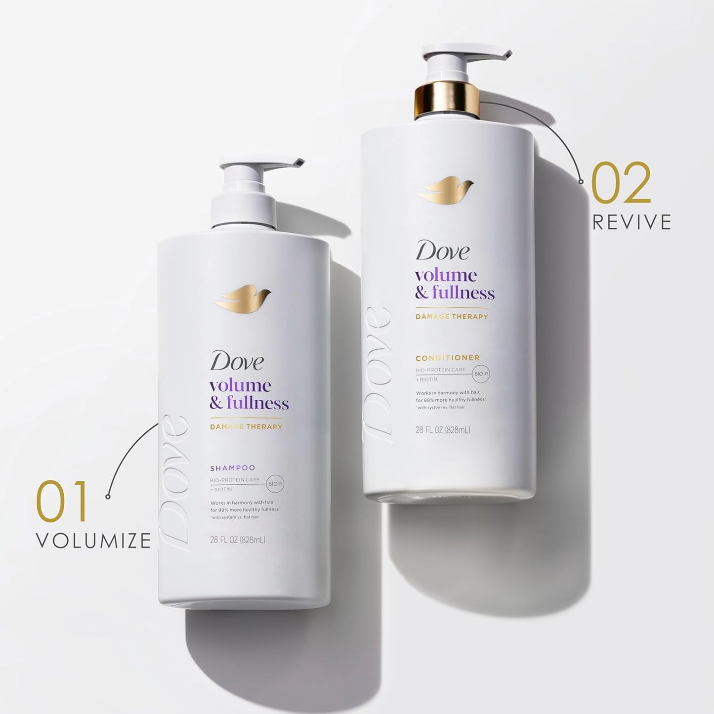 Dove Shampoo for Fine, Thin Hair - Volume & Fullness with Bio-Protein Care Technology | 28 Fl Oz