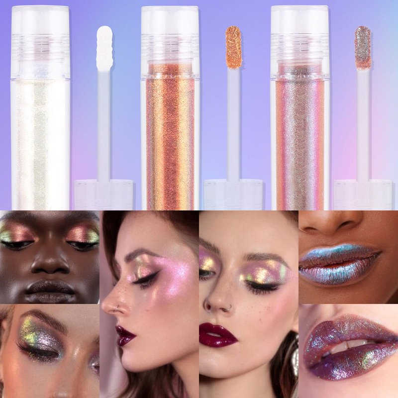 Liquid Glitter Eyeshadow,Vibrant Color Shifting Holographic Eyeshadow Long Lasting Liquid Eyeshadow Smooth and Creamy Glitter Eyeshadow Highly Pigment Iridescent Makeup 0.14 Fl Oz (01, 0.14)
