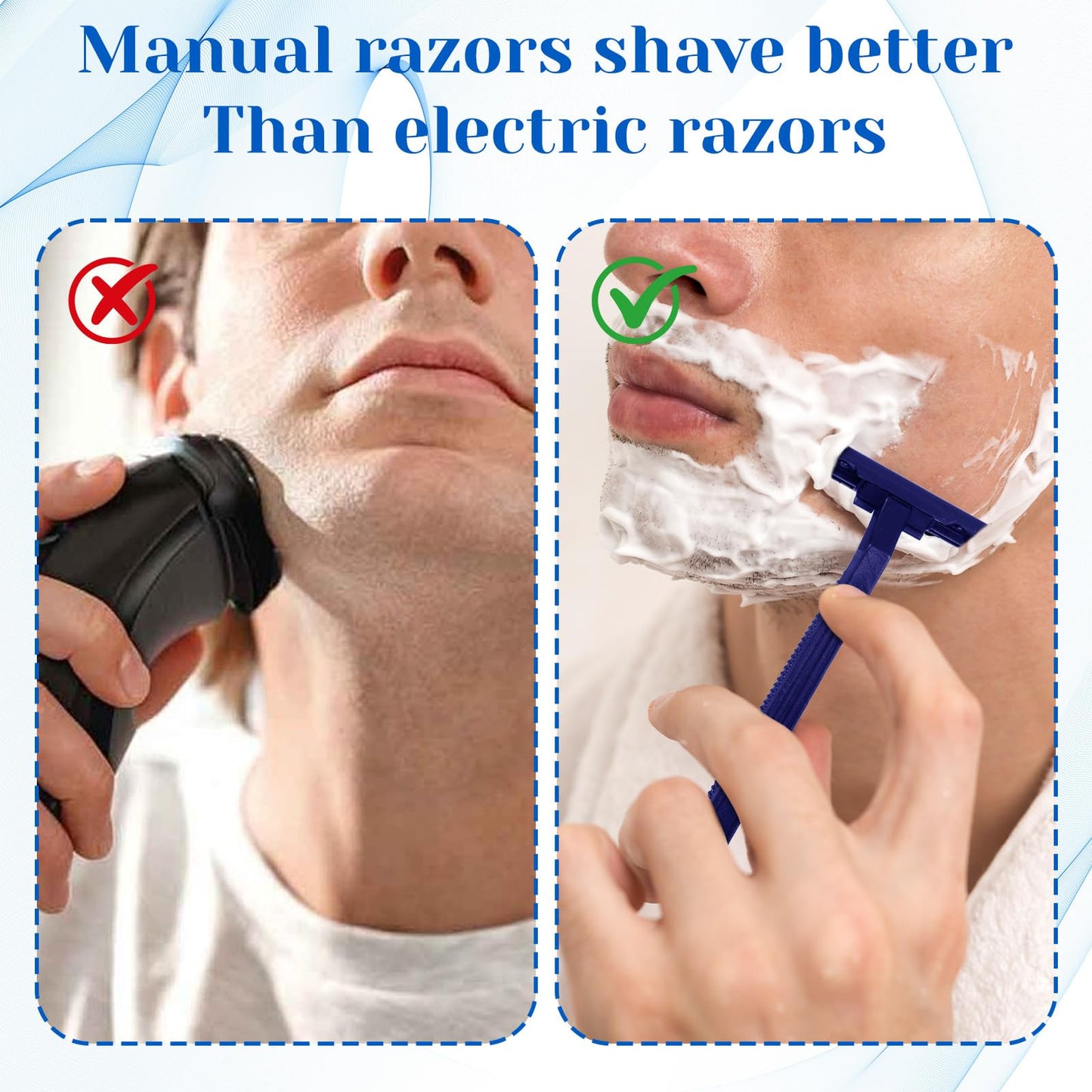 Molain 200Pcs Twin Blade Razors for Men, Twin Blade Disposable Razors With Clear Safety Cap, Stainless Steel Disposable Shaver, Multipurpose Portable Manual Shaver for Bathing Hotel Travel