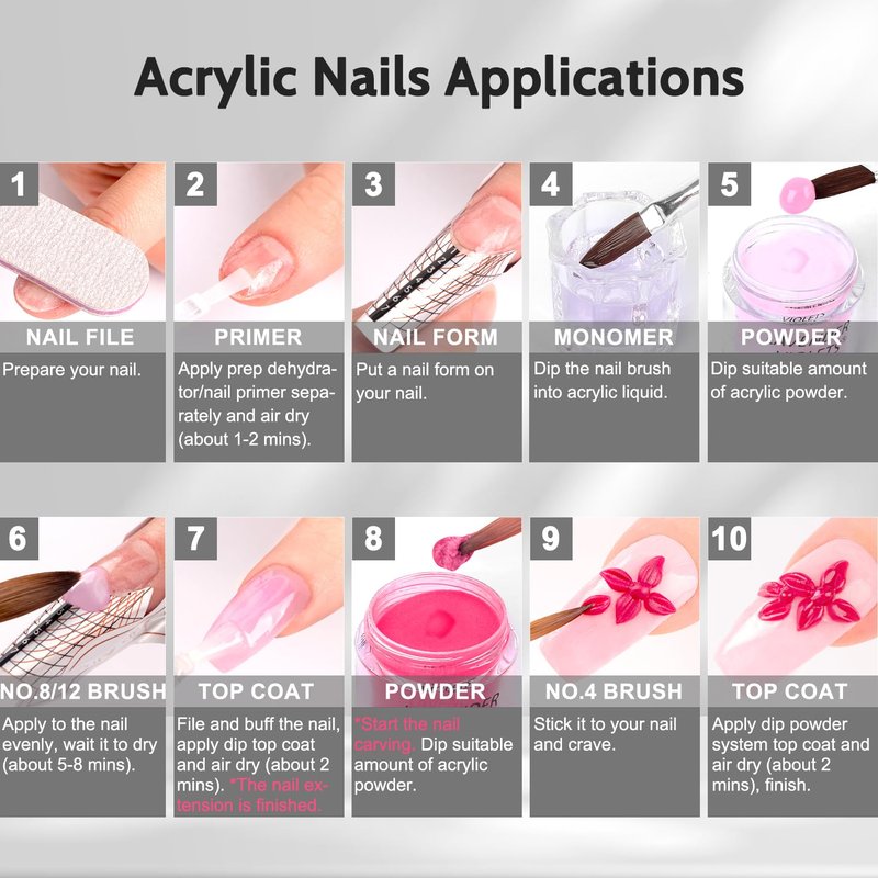 Lavender Violets French Pink Acrylic & Dip Powder - 4 oz Professional 3D Nail Art Acrylic Polymer 3 in 1 Carving, Extensions & Dipping Powder Starter DIY Salon Quality L003