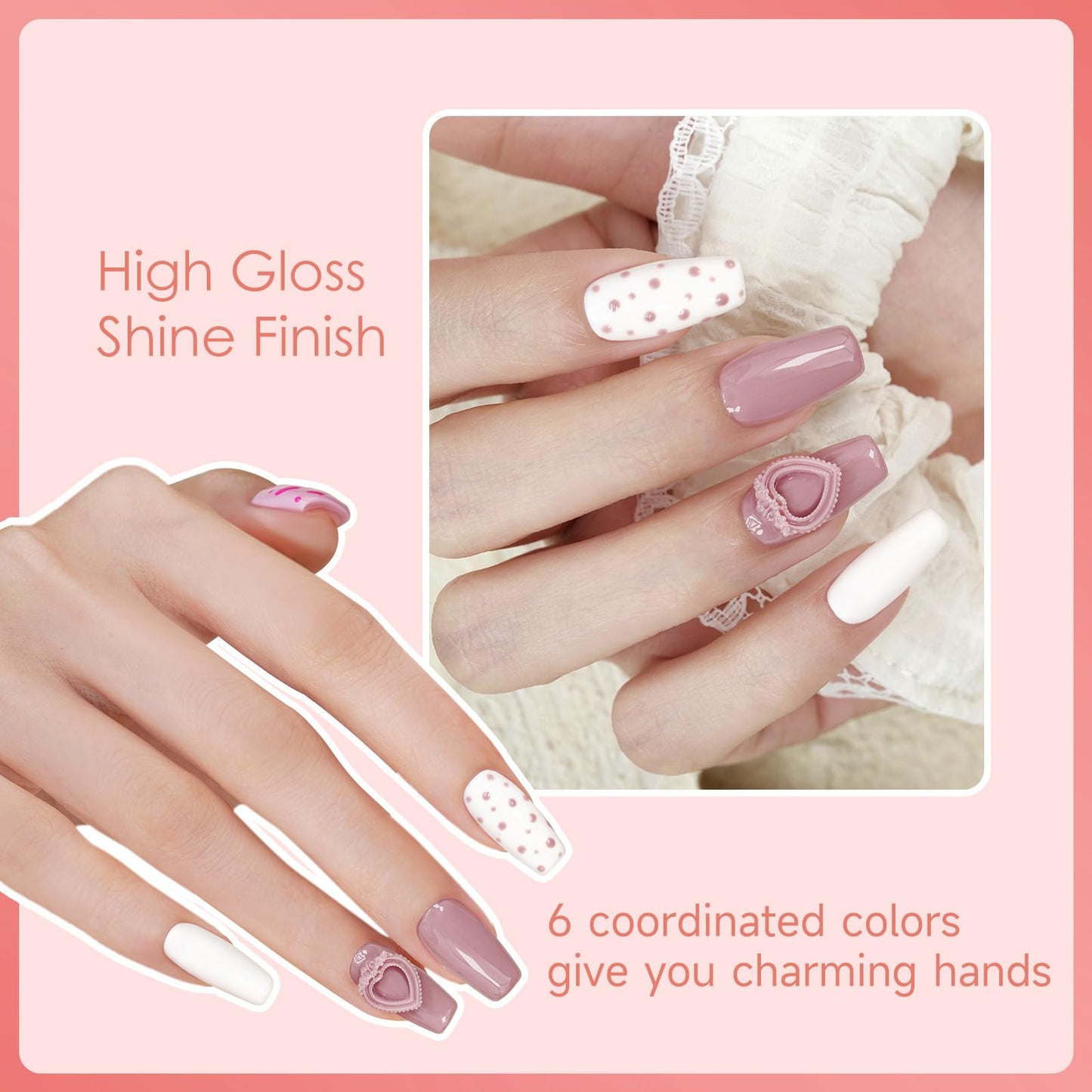 BUBU CANDY 15ml 6Color Gel nail polish kit Gift LED lights Nail file Daily nude color series set,Hema free, Salon Manicure and Nail Art DIY at Home Solid color DIY at Home for Women