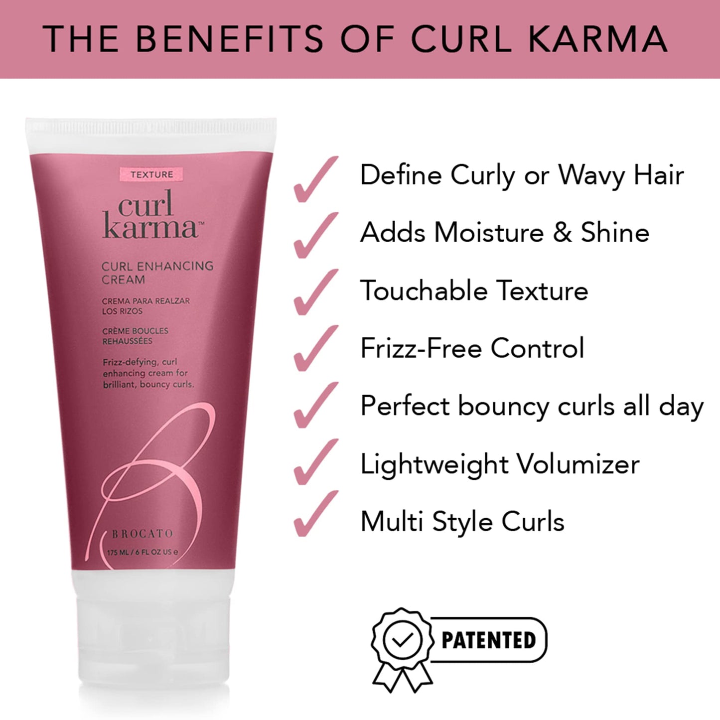 Brocato Curl Karma, Curl Enhancing Cream, 6 Fl Oz | Defining & Moisturizing Curl Crème | Fights Frizz, Adds Bounce & Shape | All Day Control