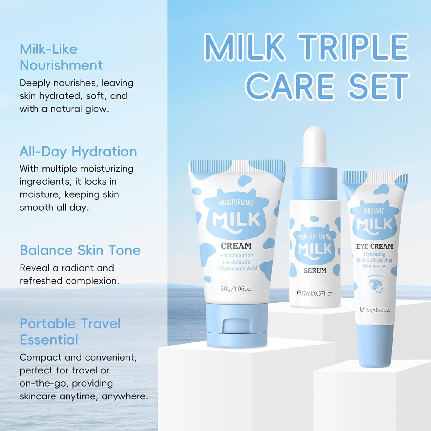 Complete 13PCS Milk Skincare Set for Kids & Teens | Gentle Face Care Kit for Ages 8-12