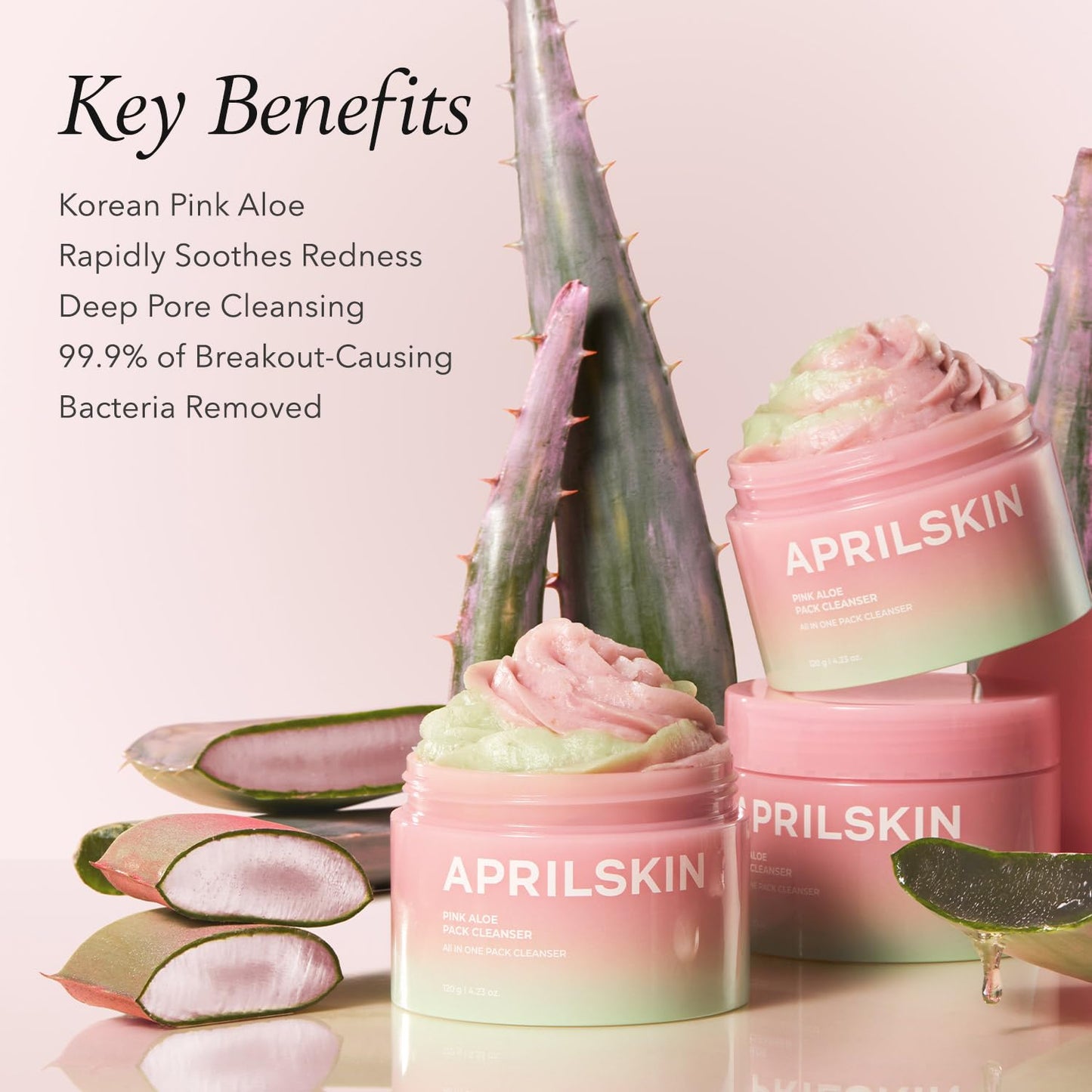 APRILSKIN Pink Aloe Facial Polish Cleanser with Vita Toner and Mucin Serum