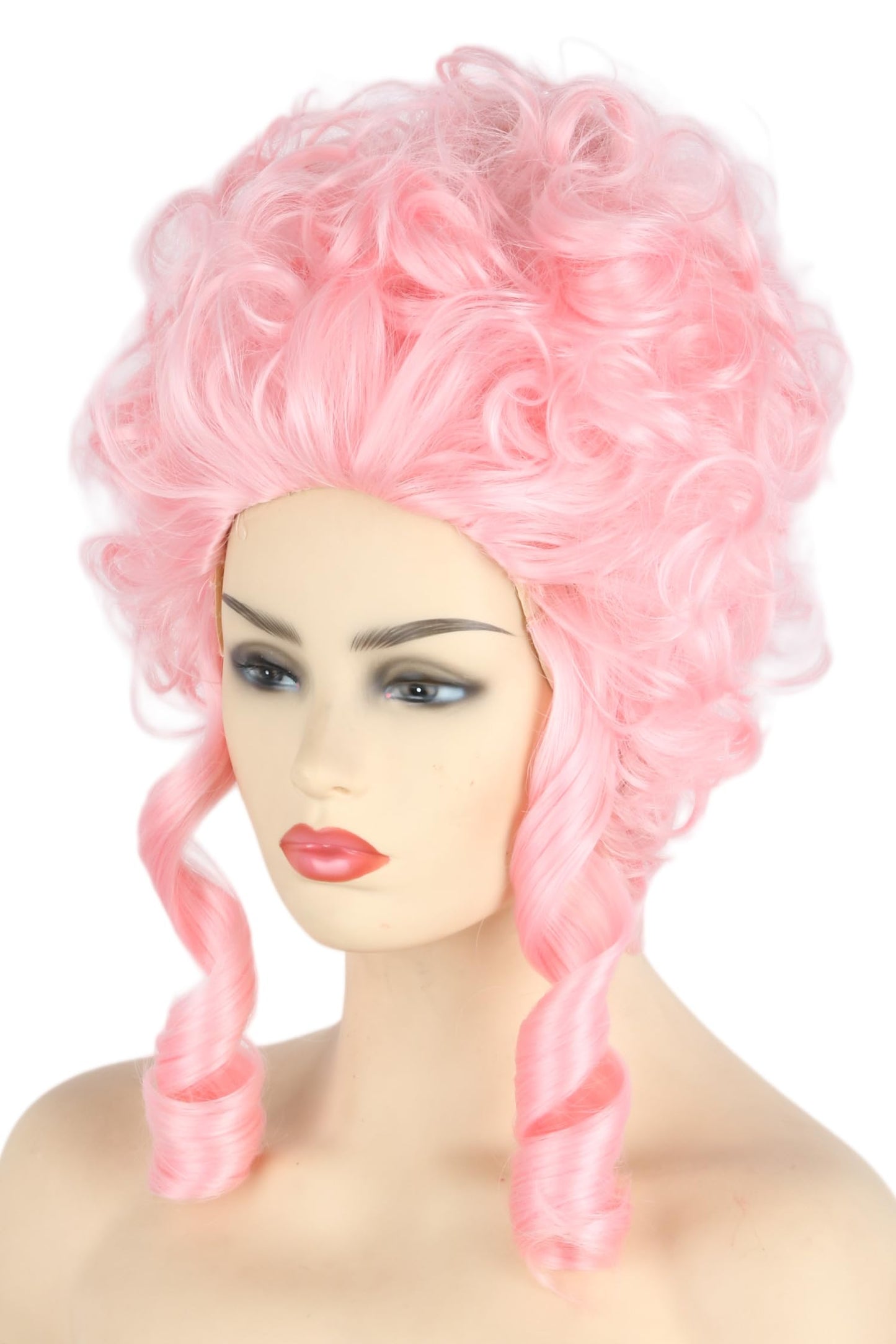 Topcosplay Pink Powdered Beehive Drag Queen Wig for Women Girl Bouffant Baroque Renaissance Wigs Short Curly