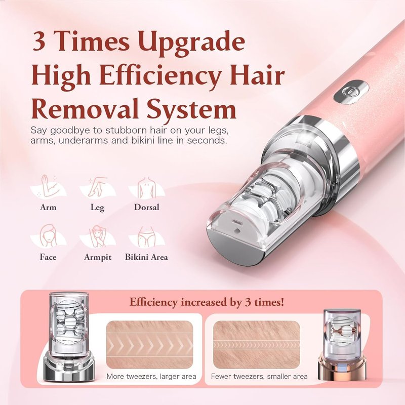 Epilator - 2 in 1 Rechargeable Women's Electric Shaver with LED Light | Hair Removal for Legs, Face, Bikini, Arms