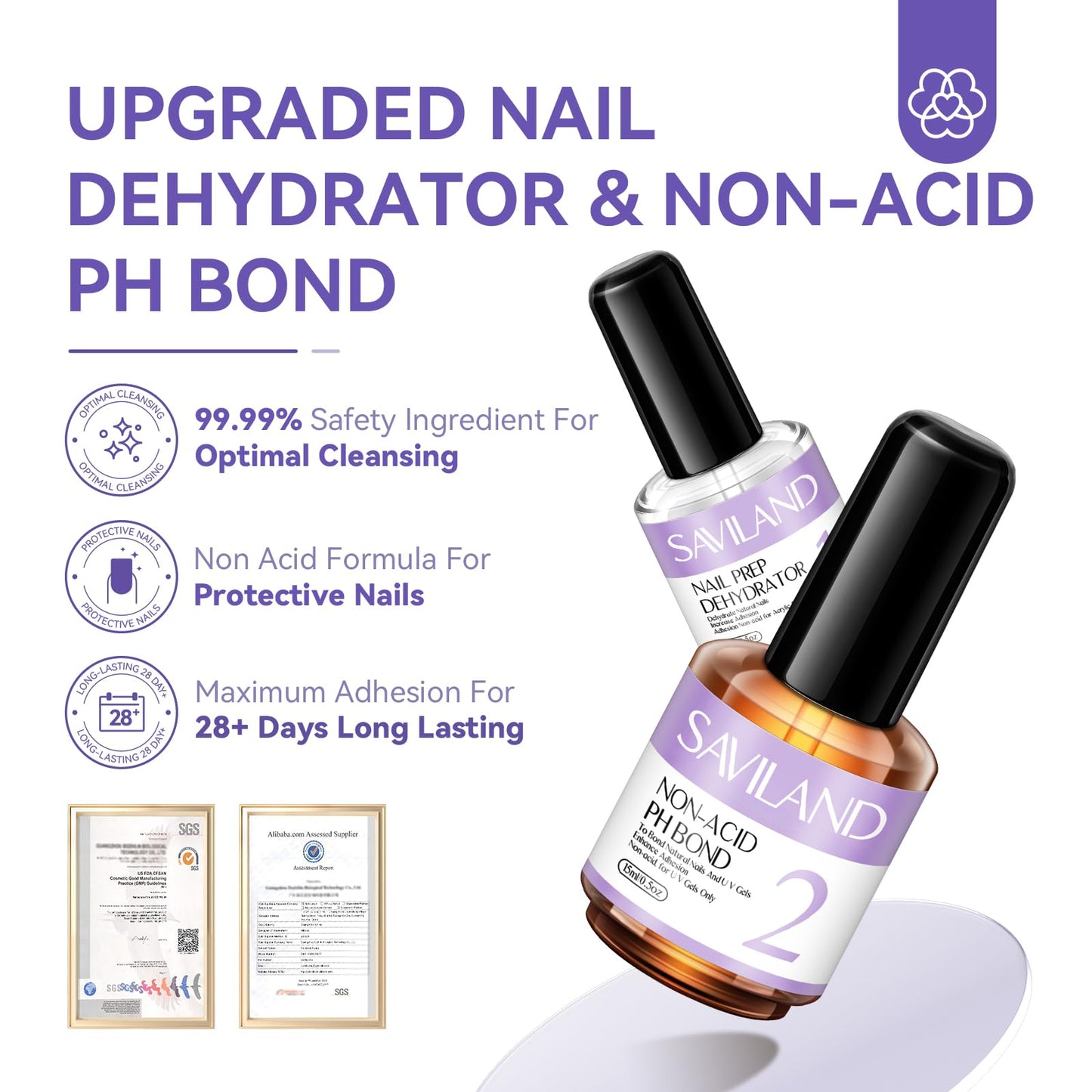 SAVILAND Clear Dip Powder Nail Kit Starter with Nail Dehydrator and Primer
