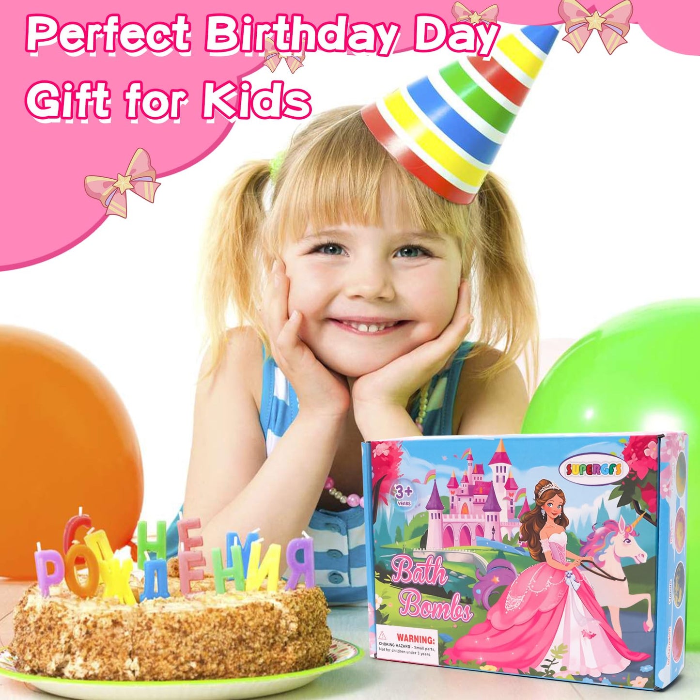 Bath Bombs for Kids with Surprise Inside Princess Toys Natural Bath Bombs Handmade Spa Organic Bubble Bath Bomb Bath Fizzy with Jewelry Set Girls Birthday Christmas Gift