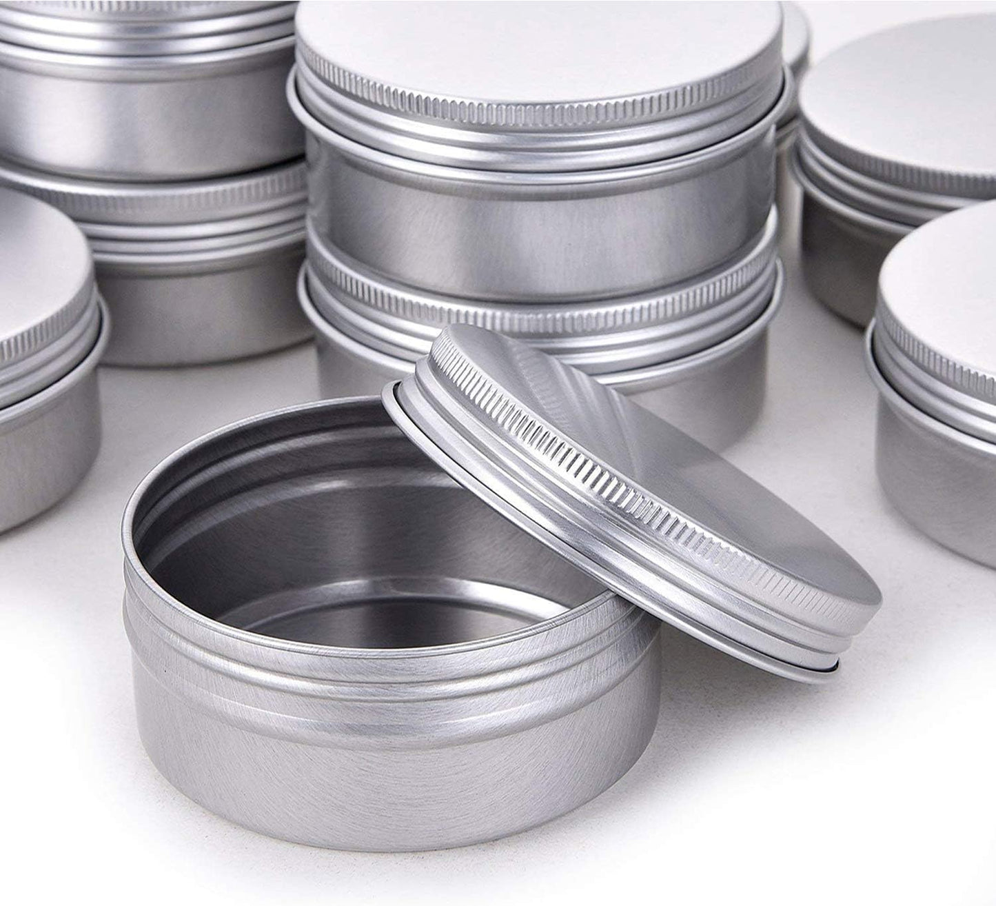 Aluminum Tin Jar - 30 ml Refillable Containers with Screw Lid | Round Cosmetic Jars for Lip Balm & Cream - 60 Pack