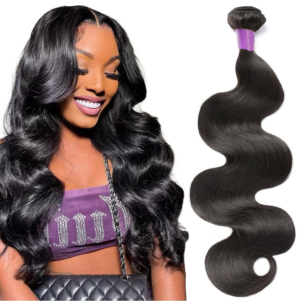 100% Unprocessed Brazilian Virgin Human Hair 12A Body Wave Bundles Human Hair 1 Bundle Human Hair Extensions 20 Inch Natural Black