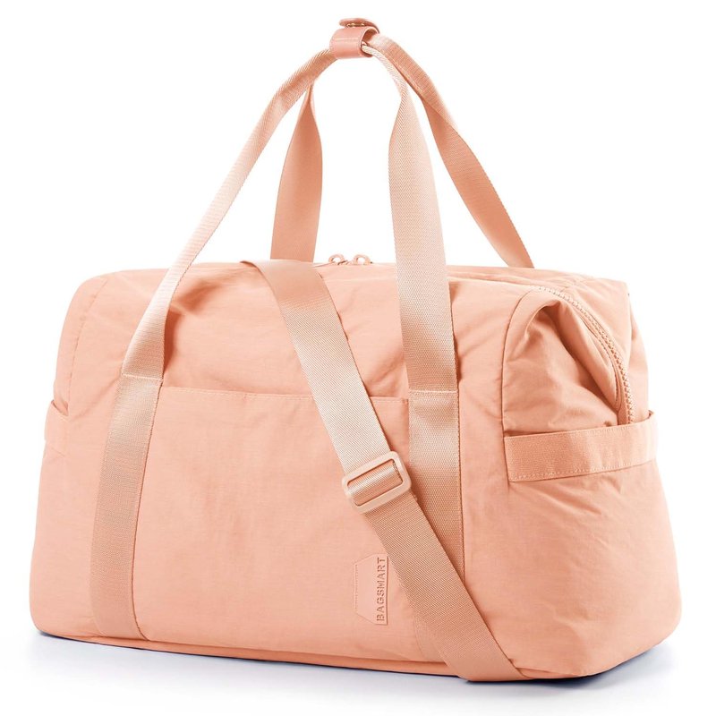 BAGSMART BAGSMART Gym Bag for Women, Carry on Weekender Overnight Bag, Travel Duffel Bags with Trolley Sleeve, Personal Item Travel Bag Tote Bag Workout Dance Bag(Orange,Medium)