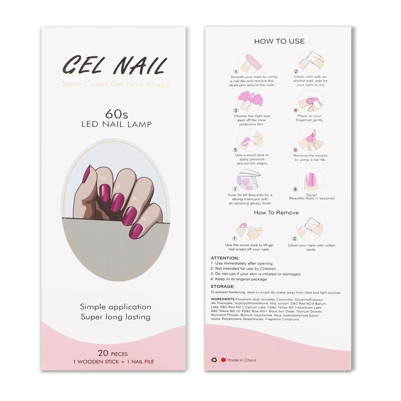 JMEOWIO Gel Nail Stickers Purple Red Glitter Cat Eyes Semi Cured Gel Nail Strips Wraps UV/LED Nails Art Design Decoration Accessories