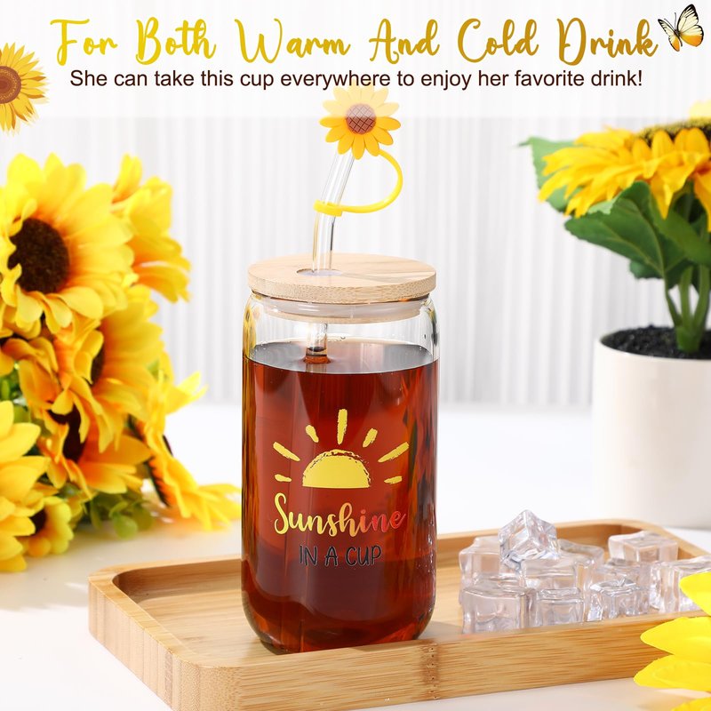 Reallnaive Sending Sunshine Sunflower Gifts for Women Get Well Soon Inspirational Gifts Self Care for Women Her Best Friends Mom Female, Birthday Thinking of You Package