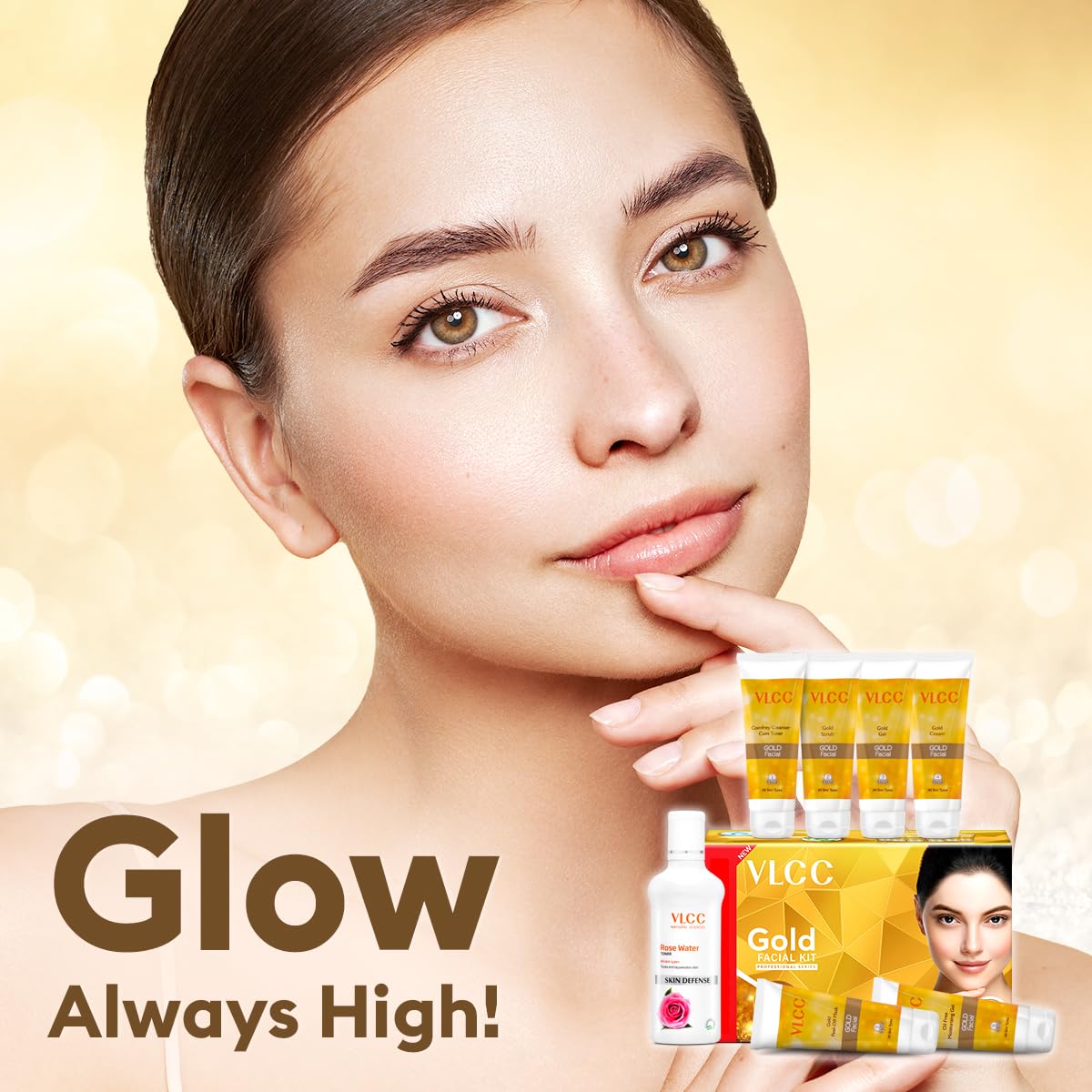 VLCC Gold Facial Kit + FREE Rose Water Toner | 300gm + 100ml