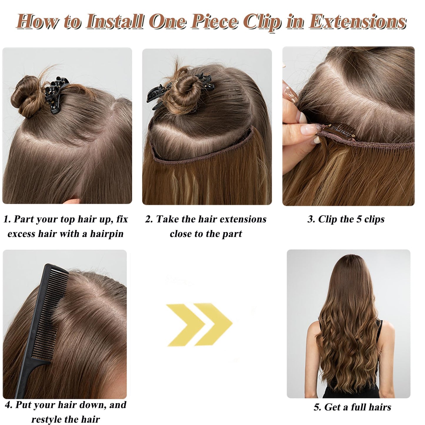 Balayage One Piece Clip-in Hair Extensions, 18" Body Wave Real Human Hair, Black to Grey Remy Hair Clip-ins, 80G