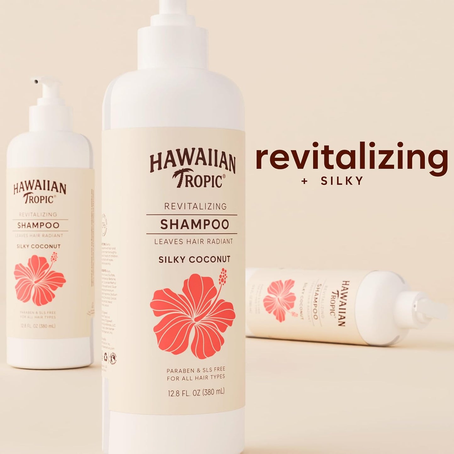 Hawaiian Tropic Silky Coconut Shampoo - SLS Free Bulk Hotel Amenities | 5 x 380ml Bottles for Airbnb & Vacation Rentals