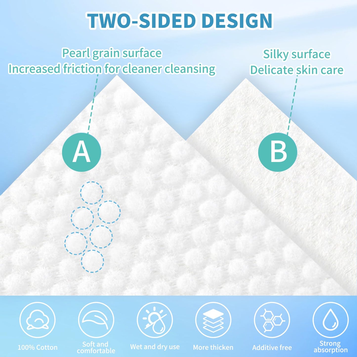 ataraxia Disposable Face Towels XL, Cotton Clean Towel for Face Travel Pack of 150, 10x12'' Extra Thick Soft Facial Cleansing Towelettes Wipes for Drying | Washing | Skin Care (3 Pack)