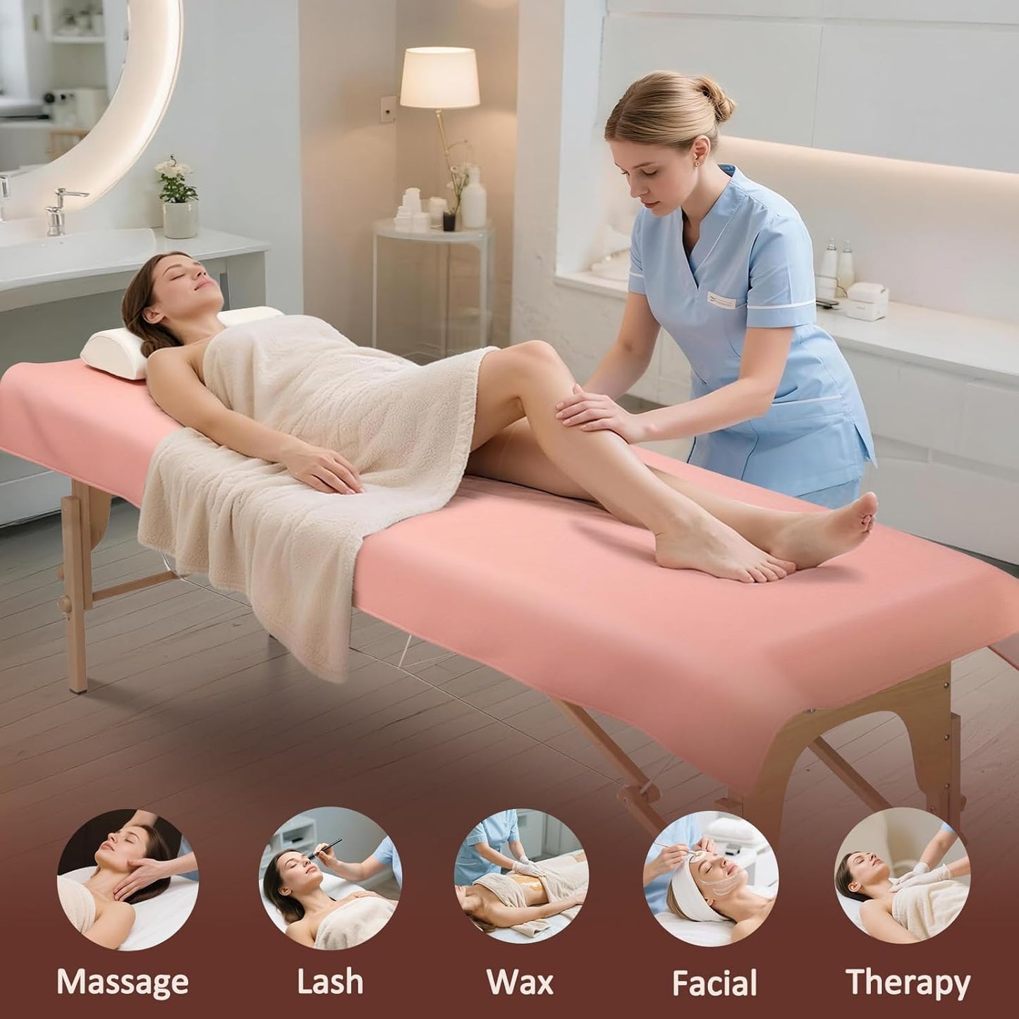 Massage Table Cover - Reusable PU Leather for Esthetician Beds | Waterproof, Easy to Clean, Fits Most Sizes