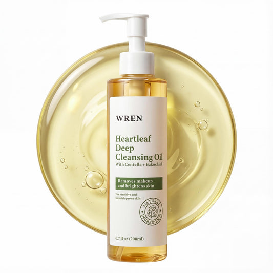 Wren Heartleaf & Centella Cleansing Oil – Pore Control & Double Cleanse Face Wash for Glass Skin, Melt Blackheads, Makeup & Sunscreen Remover, Calming for Sensitive Skin – 6.76 fl.oz