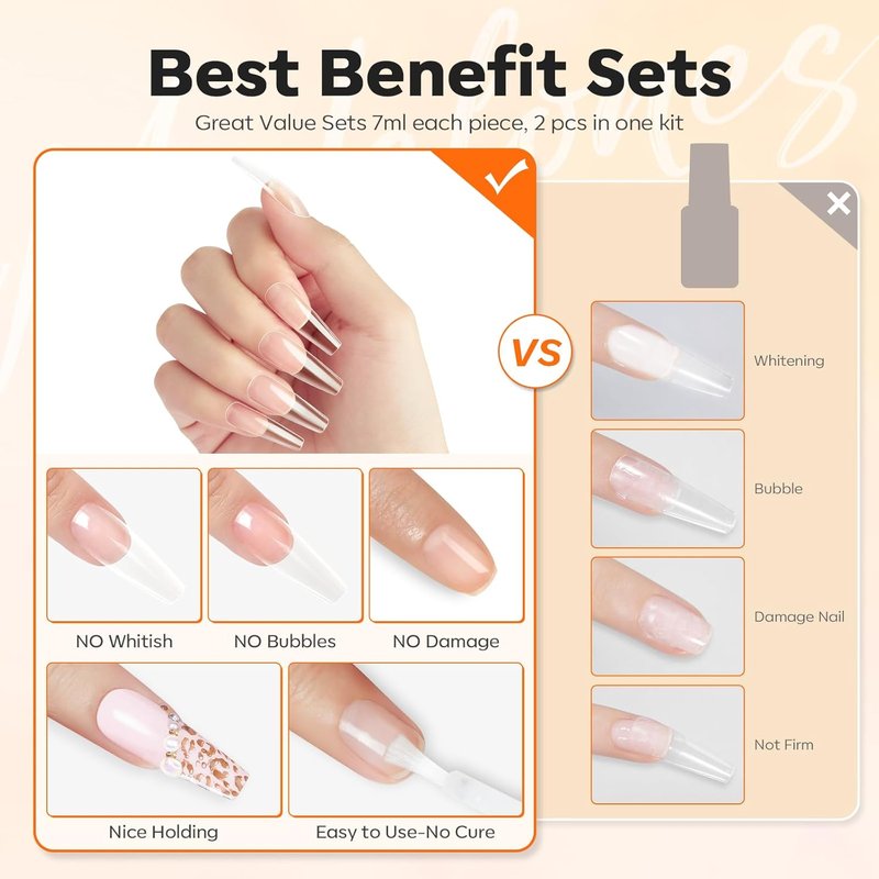 Modelones Nail Glue - Strong Brush-On Adhesive for Press-On Nails | 2pcs, 14ml, Long-Lasting Formula