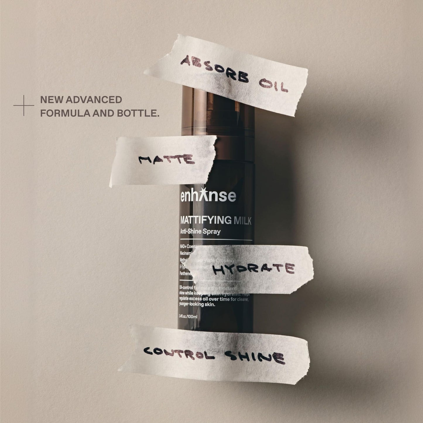 Enhanse Mattifying Milk Anti Shine Face Spray for Men, Oil Control Mist with Niacinamide, Hyaluronic Acid Complex, NAD+ Coenzyme and Panthenol, Skin Care for Men, Travel Size, 3.4 Fl Oz