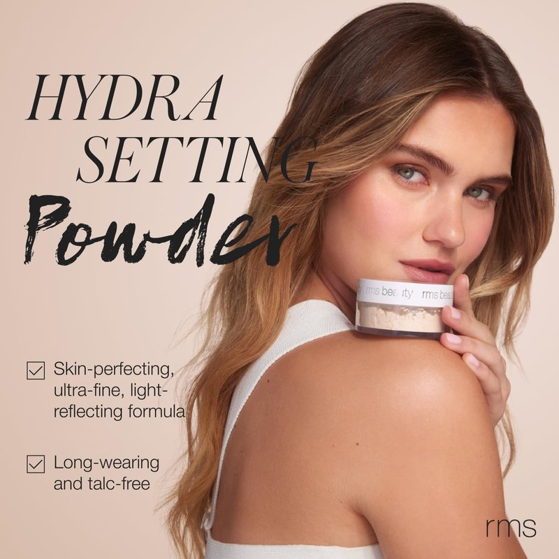 RMS Beauty Hydra Setting Powder Hydrating Translucent Loose Powder Lightweight Matte Finish Oil Control Natural Radiance Long-Lasting Makeup Lock 0.21 oz