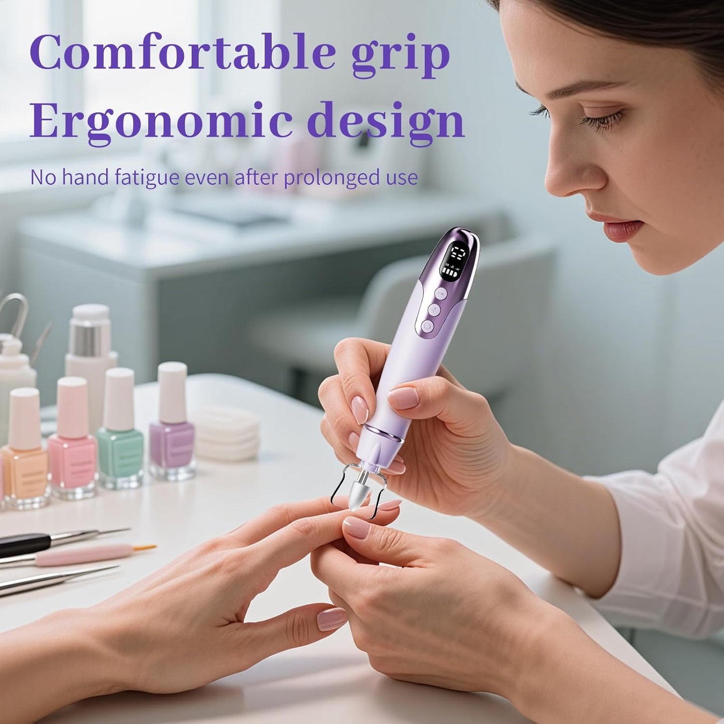 Aleanu Cordless Nail Drill Kit - 10 Speed Rechargeable Manicure & Pedicure Tools for Thick Nails, Cuticles & Pets (Purple)