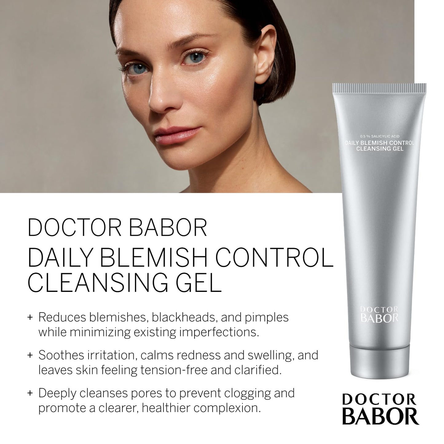 BABOR DOCTOR Daily Blemish Control Cleansing Gel with Salicylic Acid for Oily Skin, Deep Pore Cleanser to Help Reduce the Appearance of Blemishes